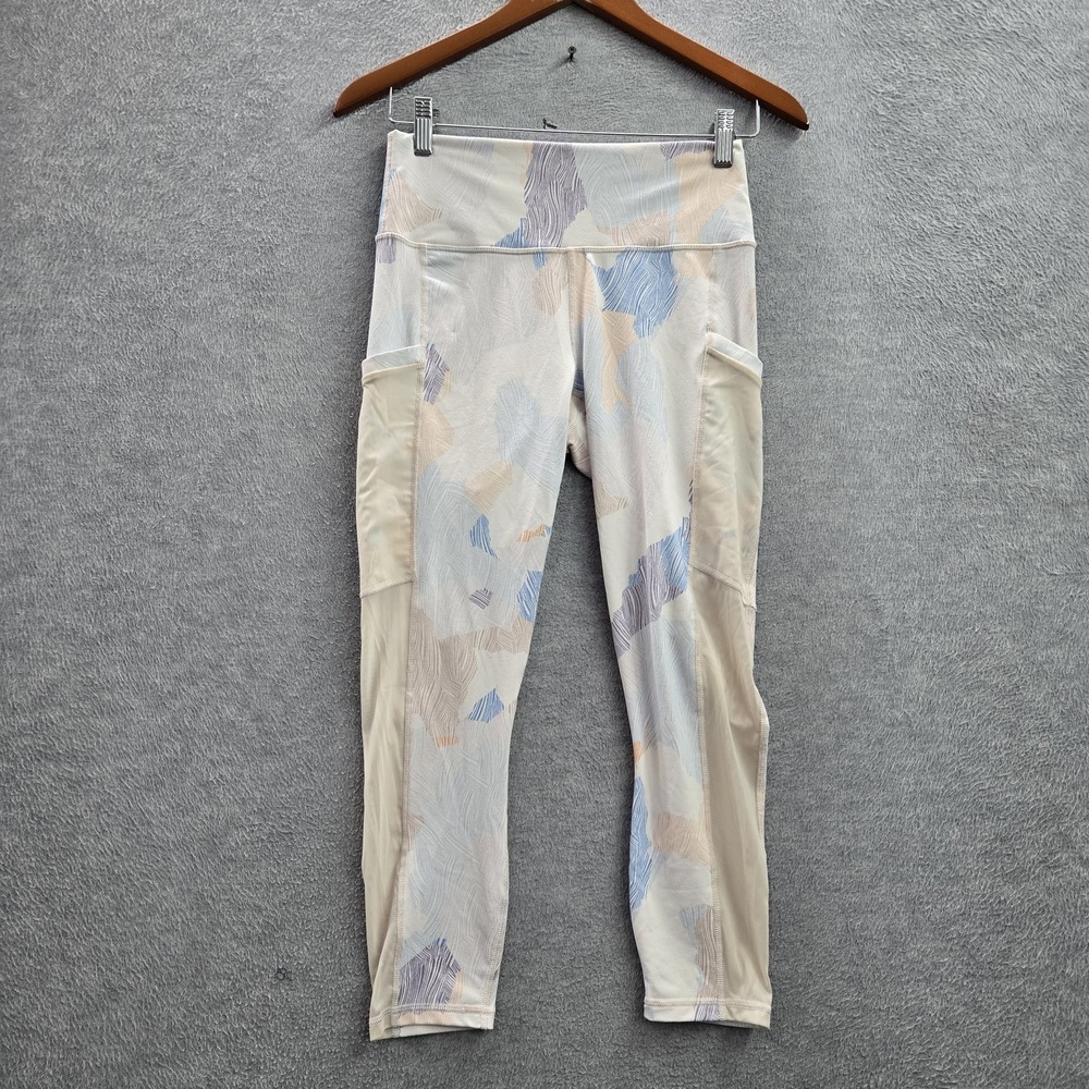 Fabletics Women Activewear Pants S Beige Geometric Powerhold Yoga Legging